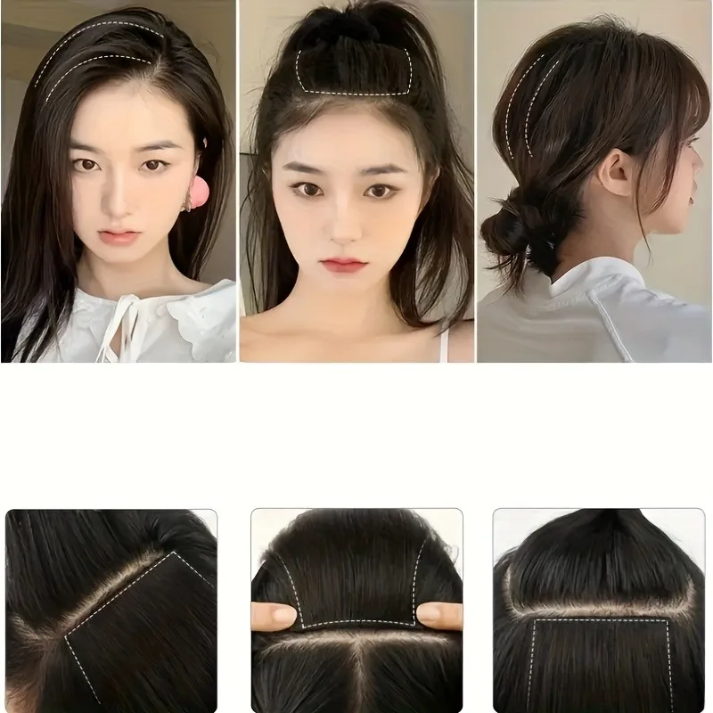 Synthetic 10cm Clip In Hair Extensions Short Straight Topper Invisible Seamless Side Cover Hairpiece Natural Volume Easy Wear