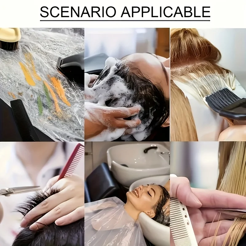 12Pcs Disposable Hairdressing Cape Transparent Waterproof Hair Salon Barber Cutting Dyeing Perm Apron