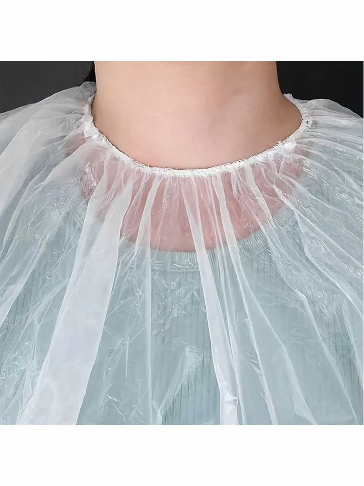 12Pcs Disposable Hairdressing Cape Transparent Waterproof Hair Salon Barber Cutting Dyeing Perm Apron