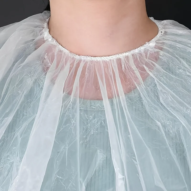 12Pcs Disposable Hairdressing Cape Transparent Waterproof Hair Salon Barber Cutting Dyeing Perm Apron