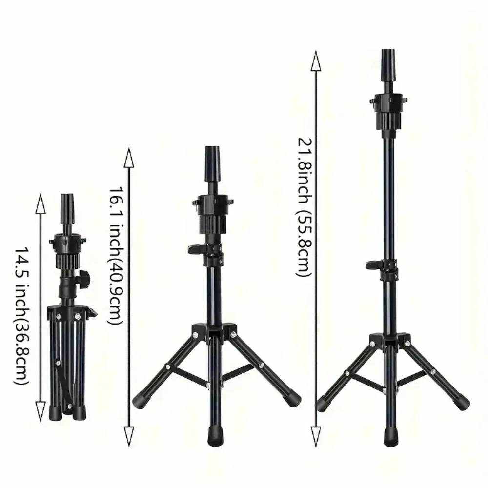 22 Inches Canvas Mannequin Head with Tripod Stand Wig Cap T Pins Rat for Wig Making Practice Styling Training Display