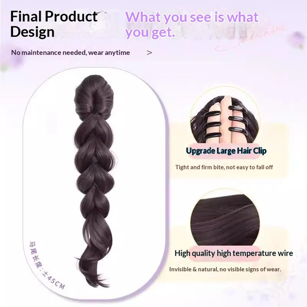 16 Inch Claw Clip Bubble Twist Braid Ponytail Synthetic Hair Heat Resistant Hair Accessories for Women Daily Party