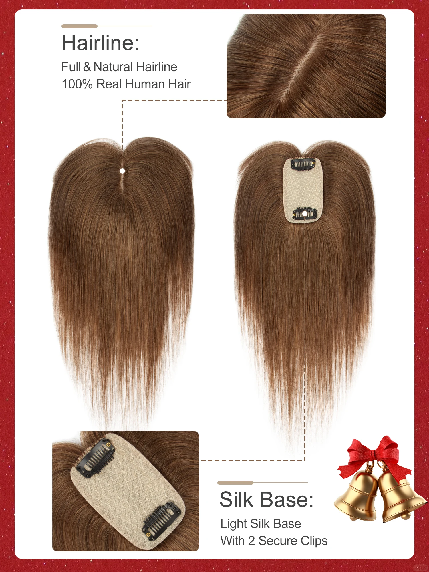 Real Human Hair Toppers for Women with Bangs 5x9cm Lace Base Top Hair Extensions 8-12 Inch for Thinning Hair Cover