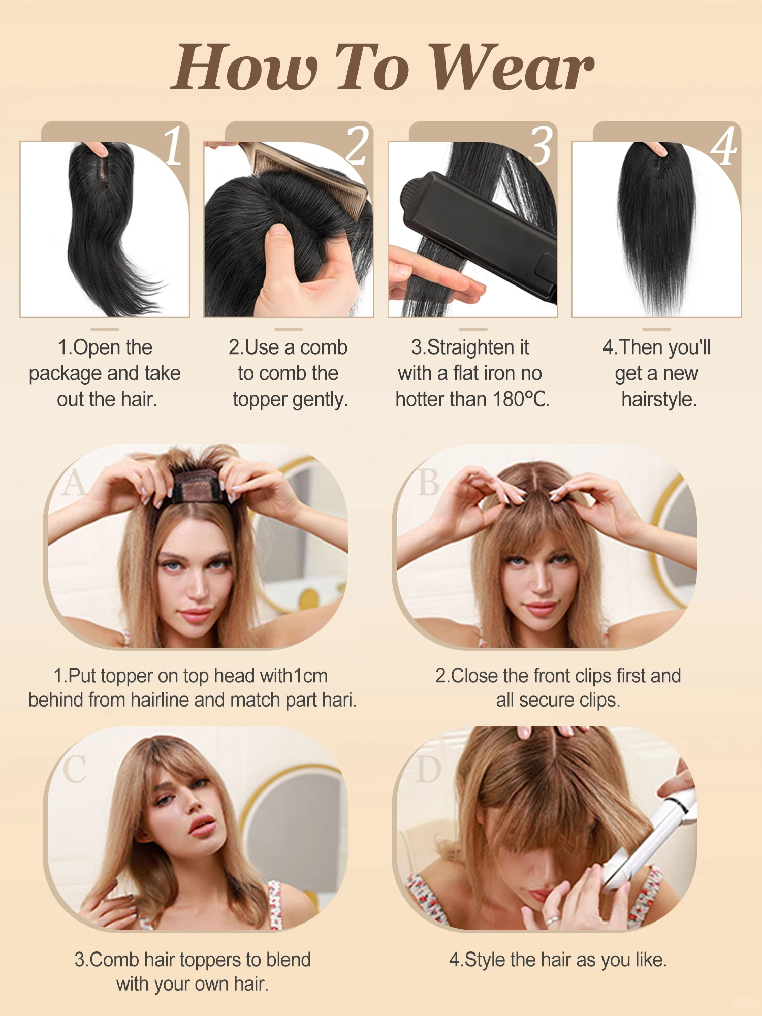 Real Human Hair Toppers for Women with Bangs 5x9cm Lace Base Top Hair Extensions 8-12 Inch for Thinning Hair Cover