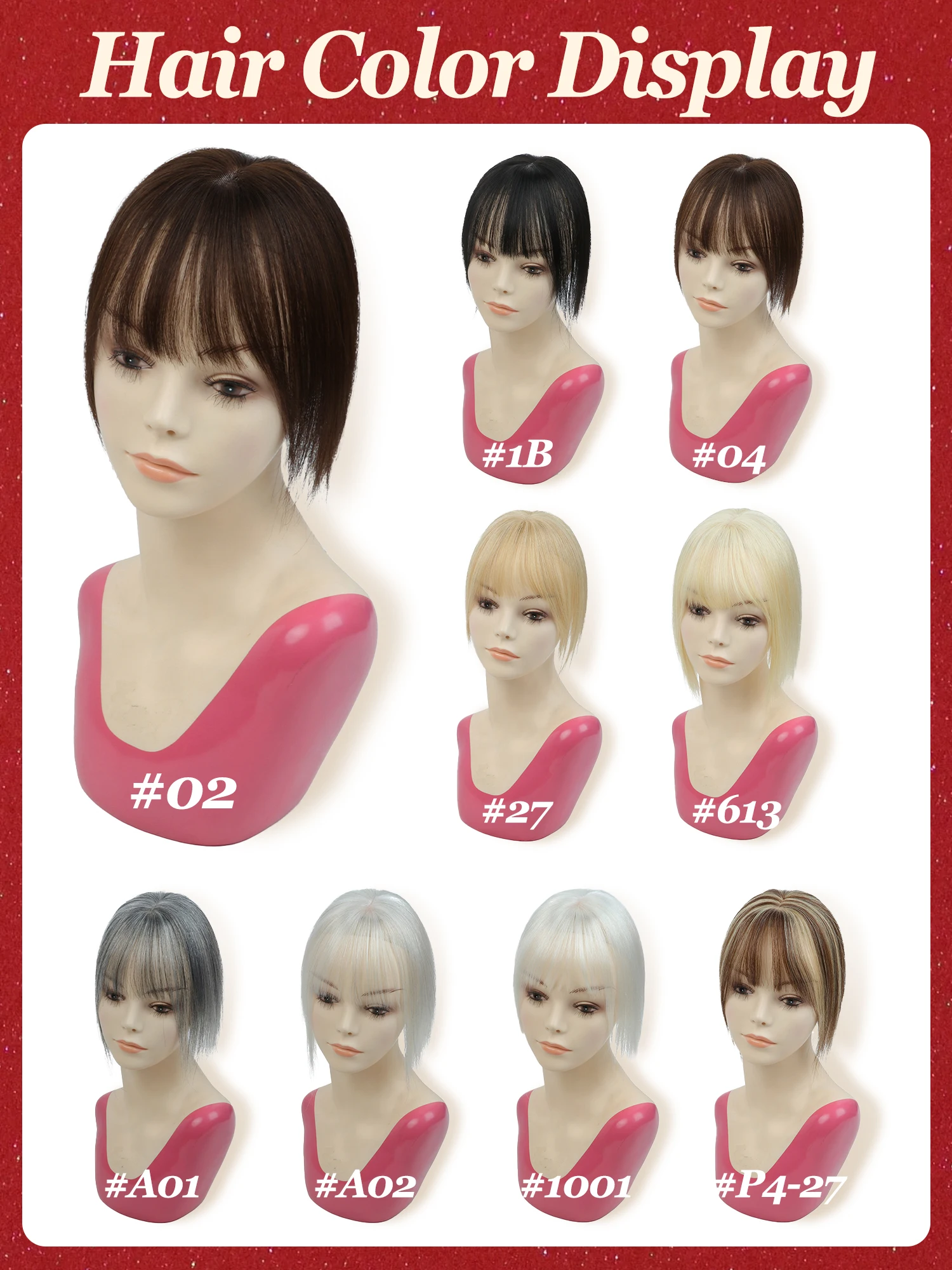 Real Human Hair Toppers for Women with Bangs 5x9cm Lace Base Top Hair Extensions 8-12 Inch for Thinning Hair Cover