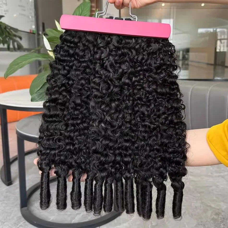 Burmese Curly Human Hair Bundles Unprocessed 12A Brazilian Virgin Hair Bundles 30 40 Inch 1/3/4 Bundles Water Wave Weave Human Hair Extensions With Spiral Curly Ends Black
