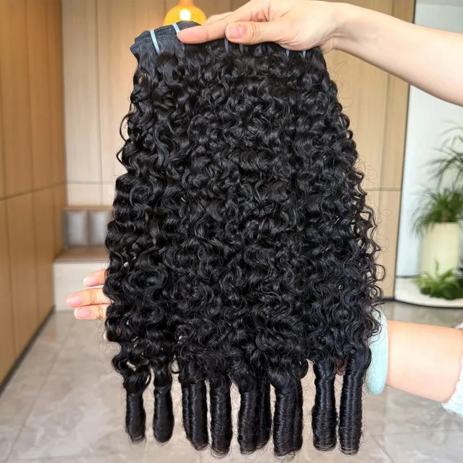 Burmese Curly Human Hair Bundles Unprocessed 12A Brazilian Virgin Hair Bundles 30 40 Inch 1/3/4 Bundles Water Wave Weave Human Hair Extensions With Spiral Curly Ends Black