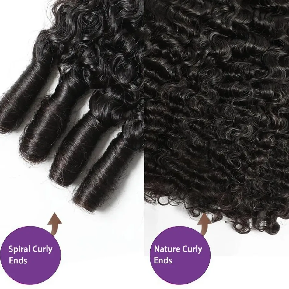Burmese Curly Human Hair Bundles Unprocessed 12A Brazilian Virgin Hair Bundles 30 40 Inch 1/3/4 Bundles Water Wave Weave Human Hair Extensions With Spiral Curly Ends Black