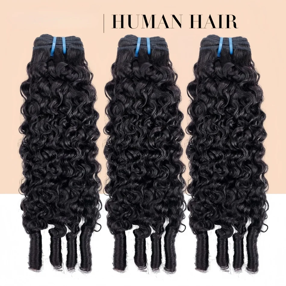 Burmese Curly Human Hair Bundles Unprocessed 12A Brazilian Virgin Hair Bundles 30 40 Inch 1/3/4 Bundles Water Wave Weave Human Hair Extensions With Spiral Curly Ends Black