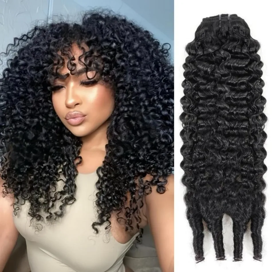 Burmese Curly Human Hair Bundles Unprocessed 12A Brazilian Virgin Hair Bundles 30 40 Inch 1/3/4 Bundles Water Wave Weave Human Hair Extensions With Spiral Curly Ends Black
