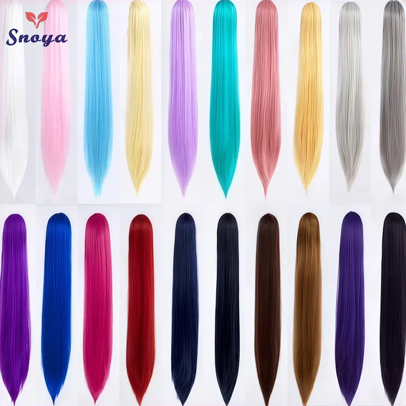 Snoya 60cm/30cm Synthetic Versatile Long Straight Claw Clip Ponytail Extensions for Ancient Costume Design Red Purple Pink Blue