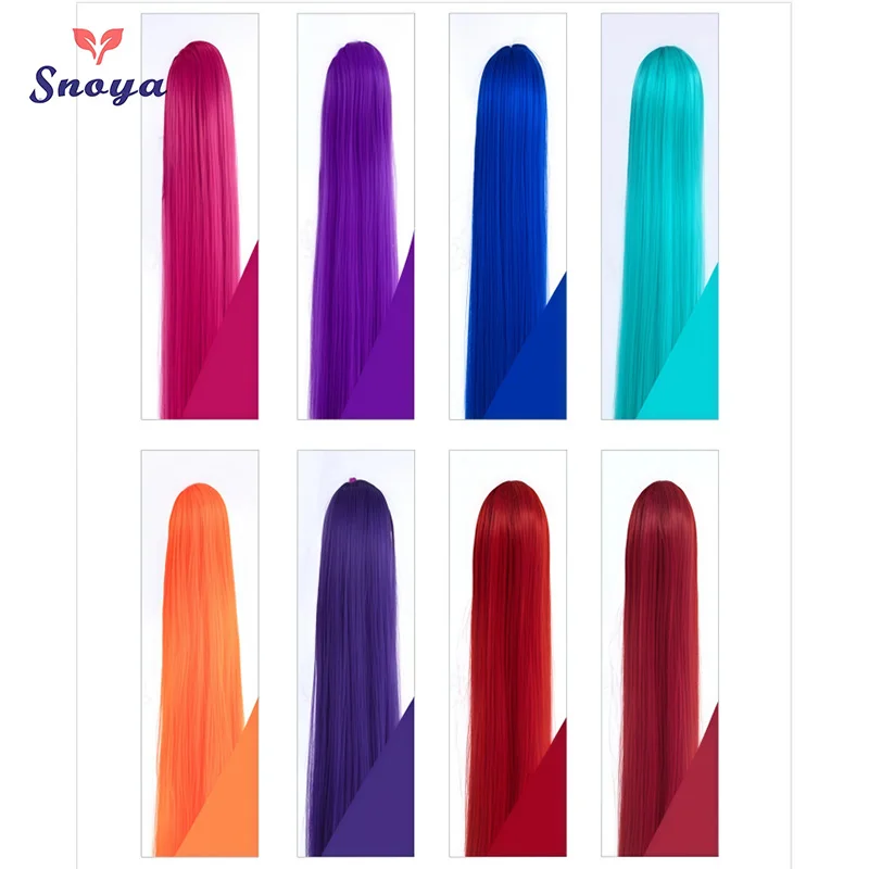 Snoya 60cm/30cm Synthetic Versatile Long Straight Claw Clip Ponytail Extensions for Ancient Costume Design Red Purple Pink Blue