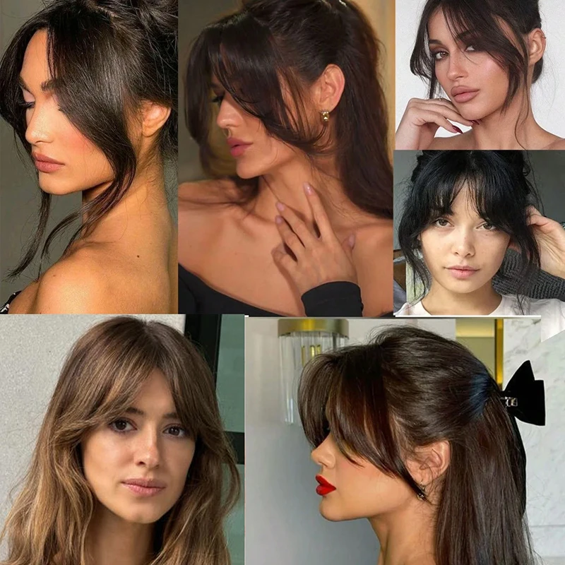 Natural Hair Piece Wig Bangs Synthetic Fluffy Hair Extensions Clip-On Hairpieces for Women Styling Accessories