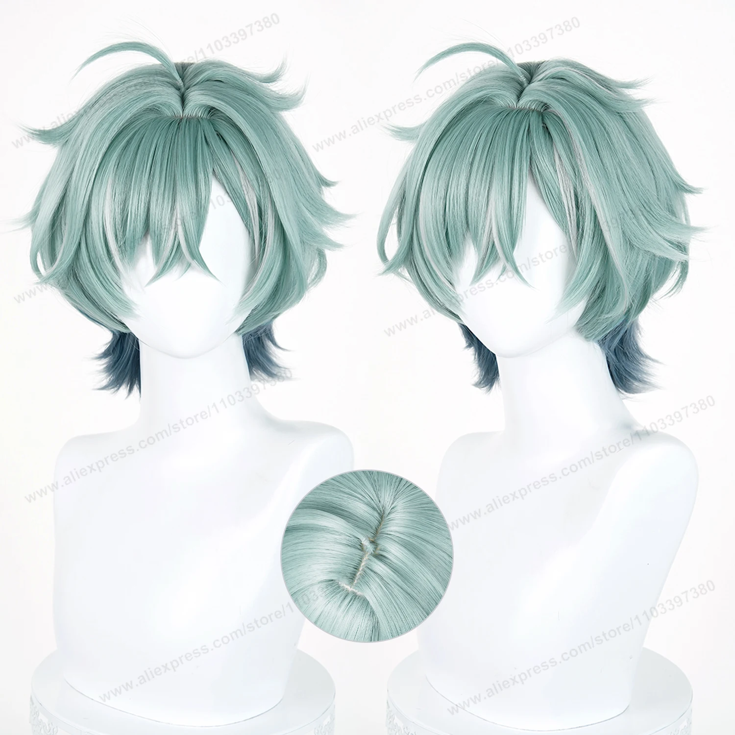 Lohen Cosplay Wig 35cm Short Green Man Wigs Anime Cosplay Wig Halloween Heat Resistant Synthetic Hair