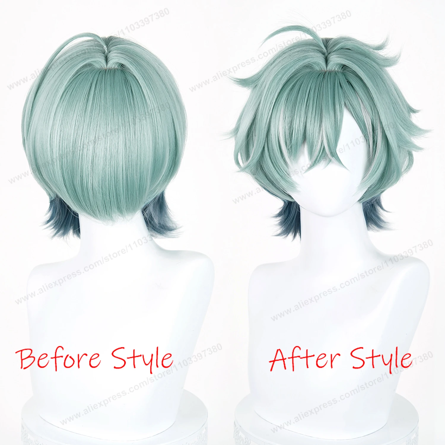 Lohen Cosplay Wig 35cm Short Green Man Wigs Anime Cosplay Wig Halloween Heat Resistant Synthetic Hair