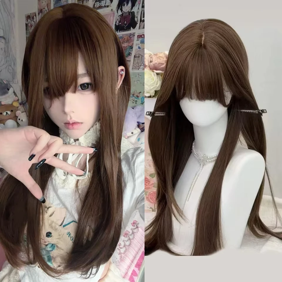 Silver-gray Straight Hair Synthetic Wig for Party, Halloween Cosplay, Role-playing, Daily Use, High-temperature Hair Accessory