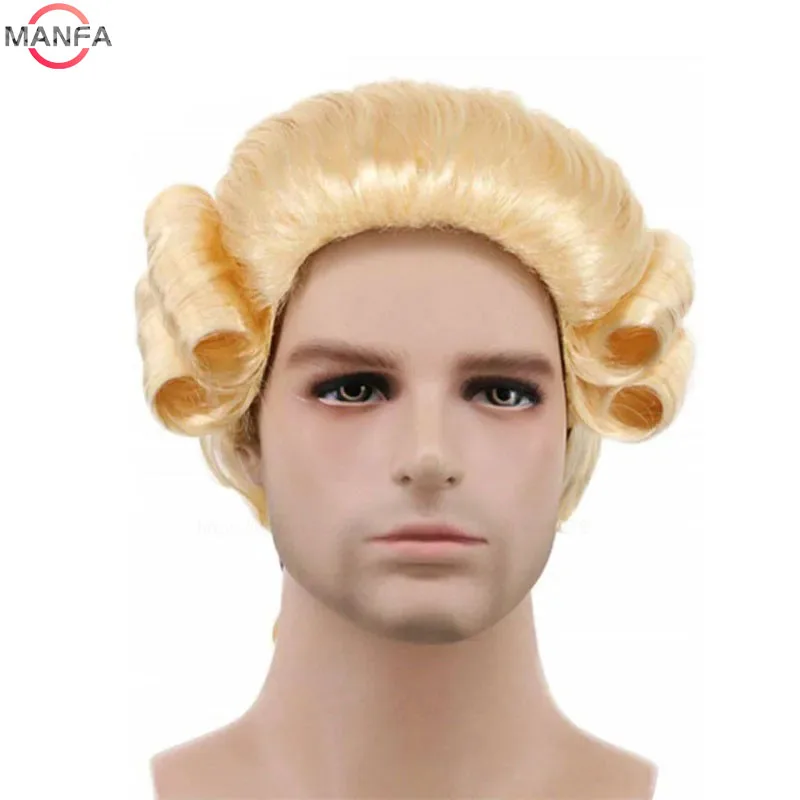 Lawyer Judge Baroque Cosplay Wig Curly Grey White Black Deluxe Historical Long Heat Resistant Synthetic Hair Wigs + Wig Cap