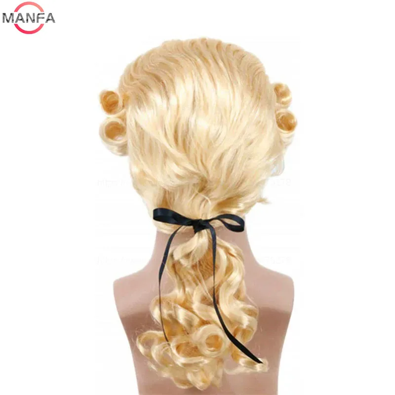 Lawyer Judge Baroque Cosplay Wig Curly Grey White Black Deluxe Historical Long Heat Resistant Synthetic Hair Wigs + Wig Cap