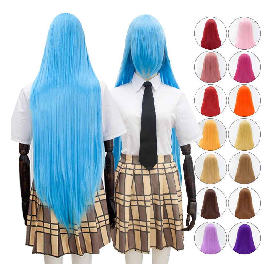 HUAYA 100cm Long Straight Wig Synthetic Cosplay Wig for Women Blonde Red Pink Grey Purple 23 Colors False Hair Christmas Wigs