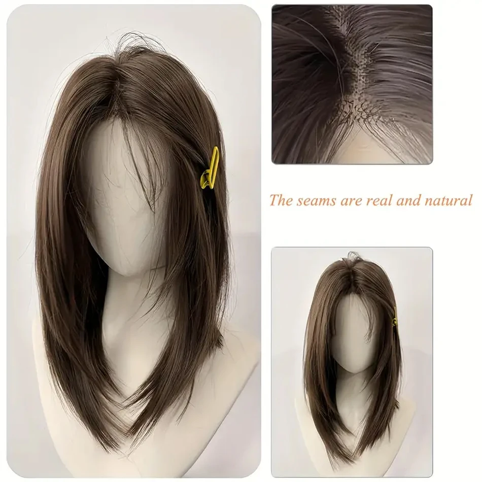 Shoulder Layered Synthetic BOB Wig With Transparent Lace Front Straight Heat Resistant Wig Hair For Women Daily Cosplay Party