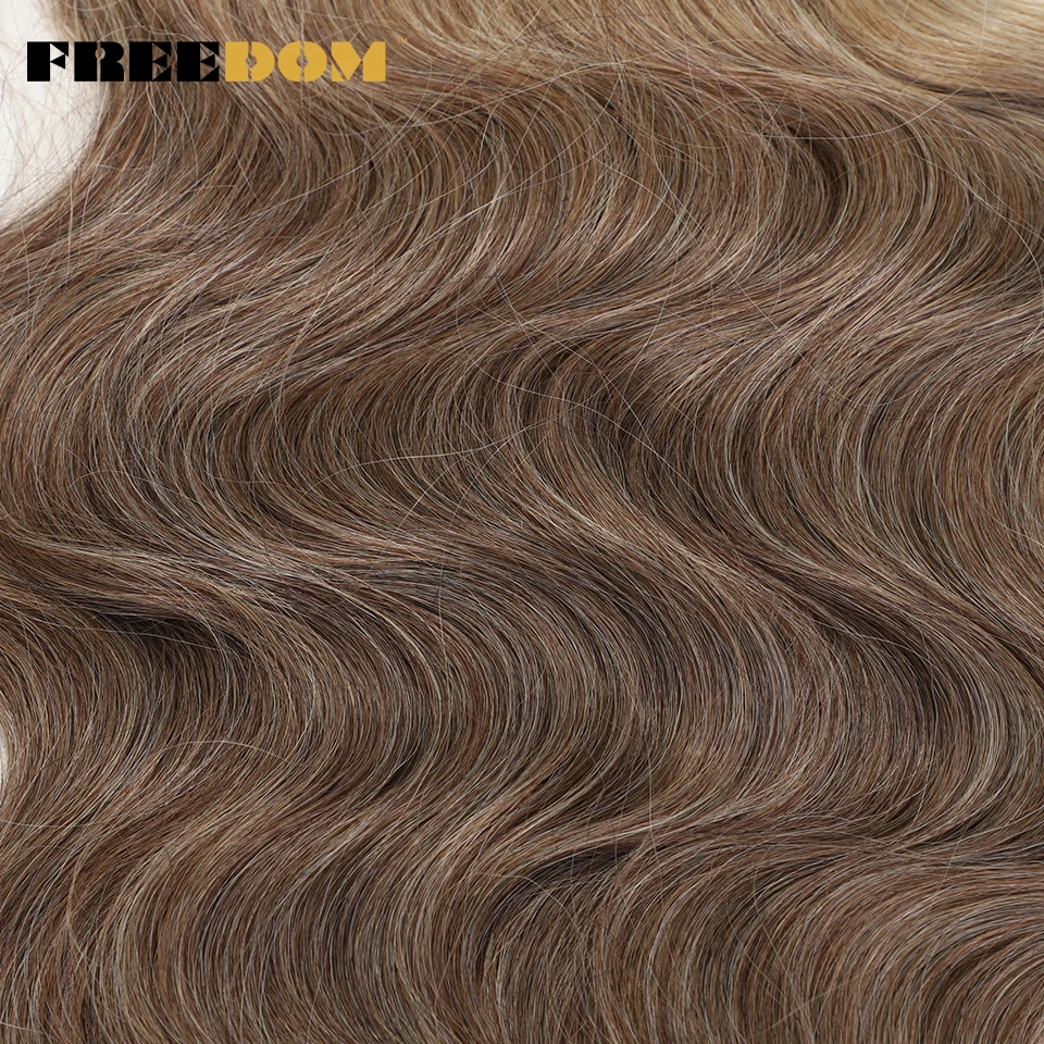 FREEDOM Synthetic Body Wave Crochet Hair 24 Inches 3PCS Hair Braids Fake Hair Wavy Ombre Brown Blonde Braiding Hair Extensions