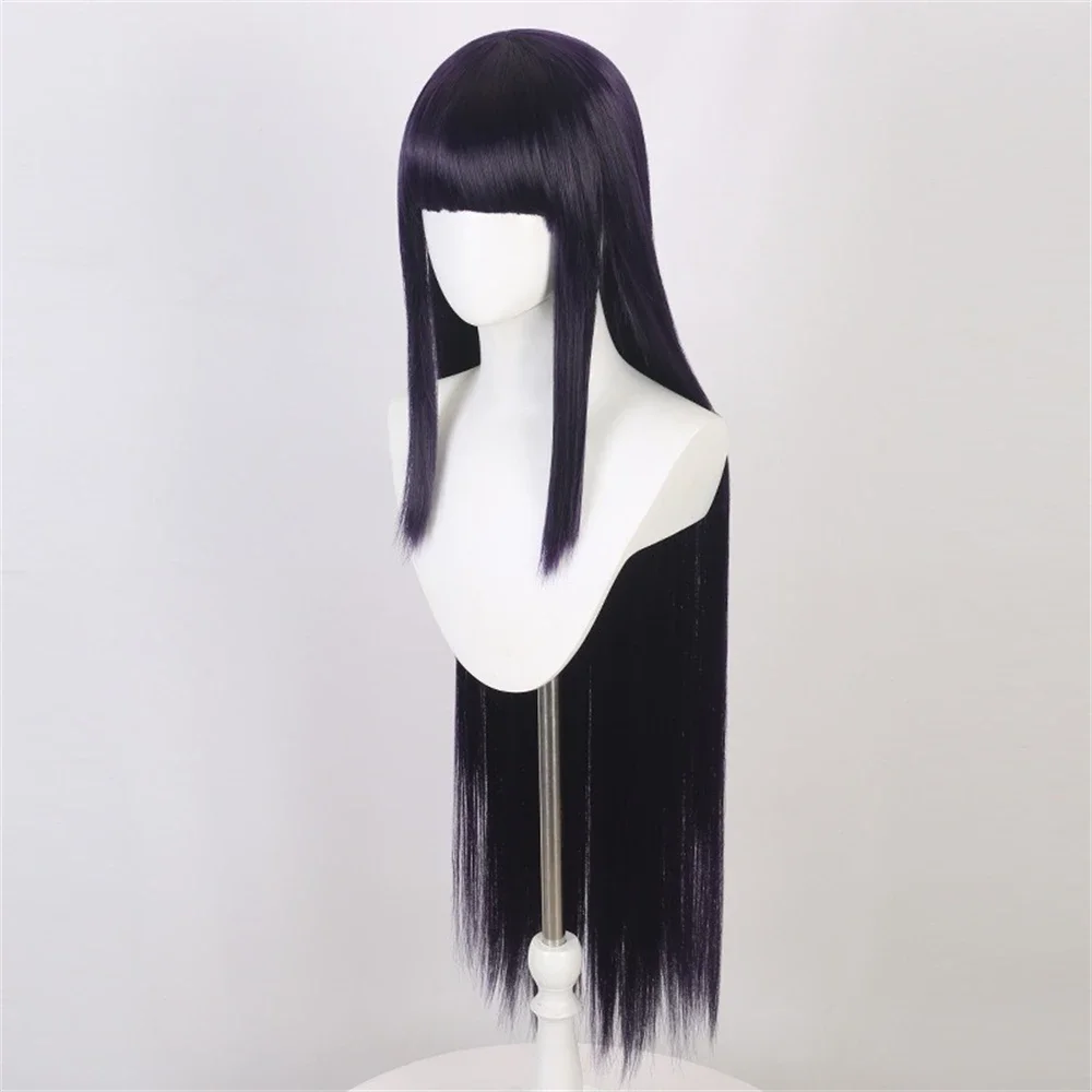 Cosplay Hinata Hyuuga Dark Blue Long Straight Wig 40 Inch Blunt Bangs Cute Girl Heat Resistant Fiber Daily Party Wig