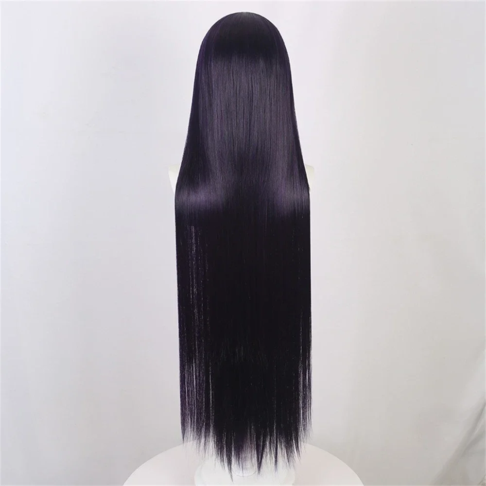 Cosplay Hinata Hyuuga Dark Blue Long Straight Wig 40 Inch Blunt Bangs Cute Girl Heat Resistant Fiber Daily Party Wig