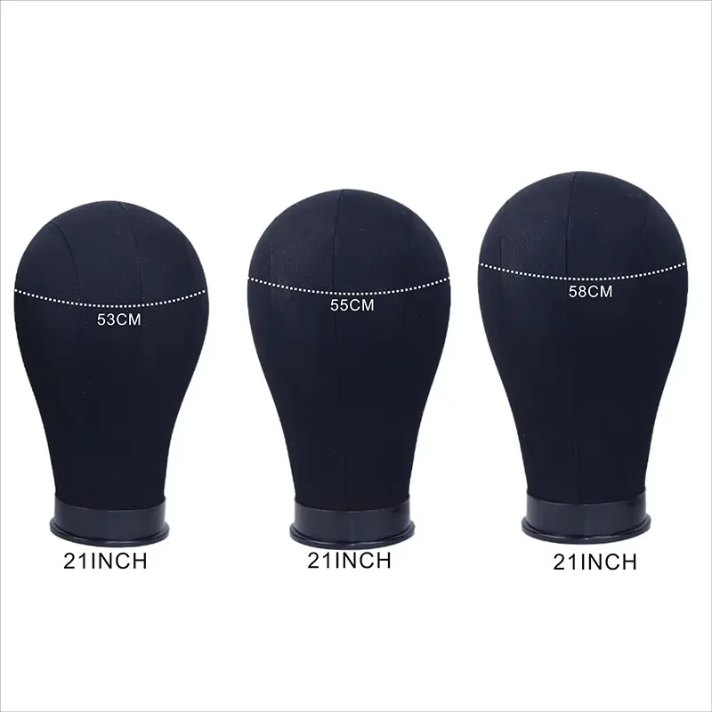 21-23inch Canvas Block Wig Black Head For Wigs Making Display Styling Mannequin Manikin Head