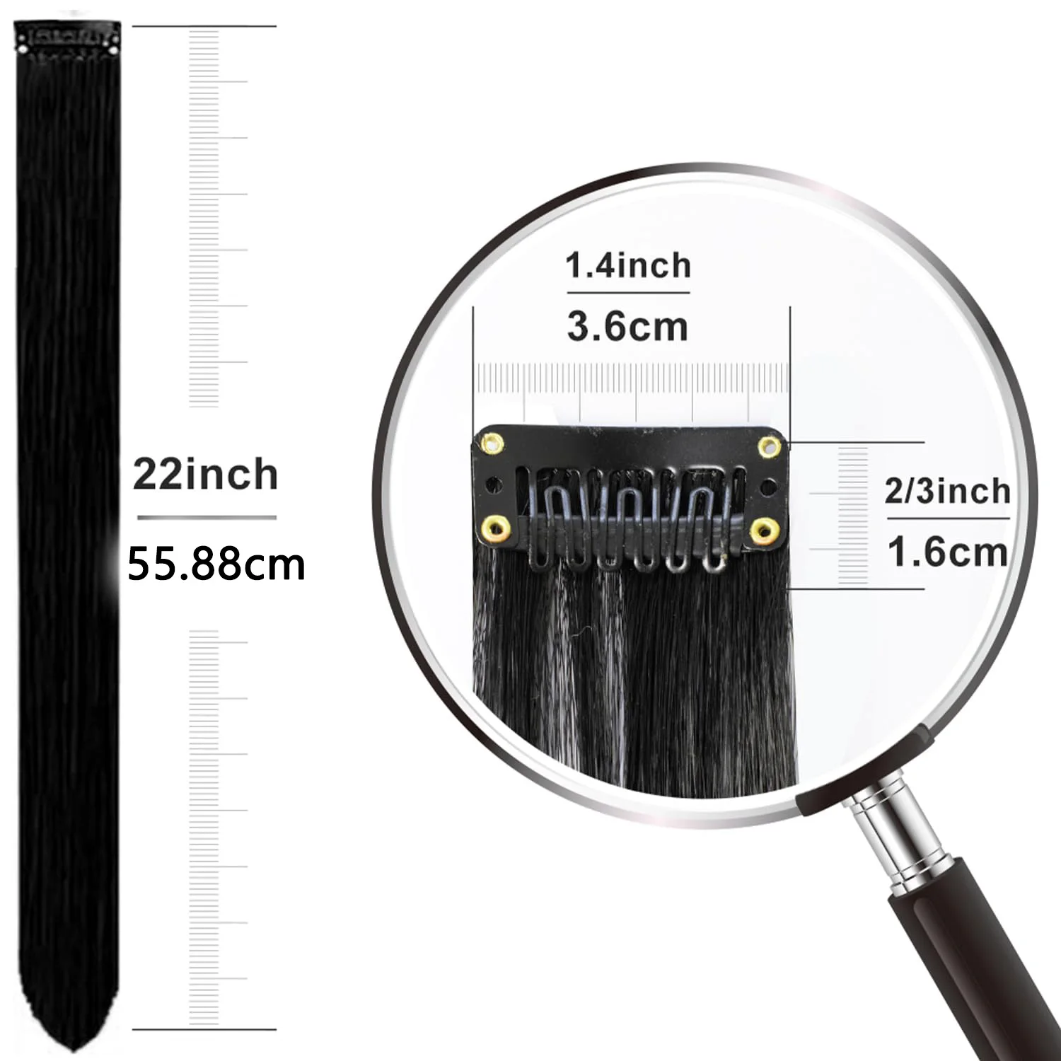 Colored Clip in Hair Extensions for Women & Men - 22" Synthetic Multi-Color Straight Hair Extensions with Vibrant Gradient Color