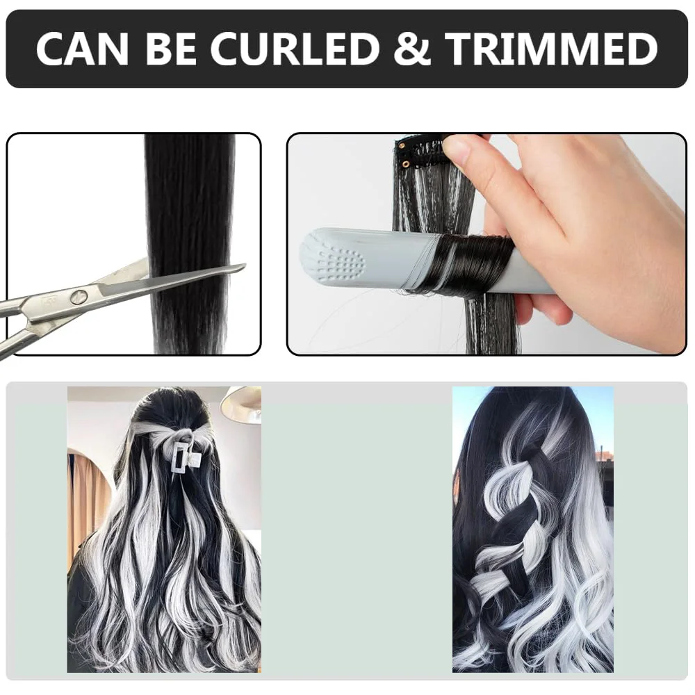 Colored Clip in Hair Extensions for Women & Men - 22" Synthetic Multi-Color Straight Hair Extensions with Vibrant Gradient Color