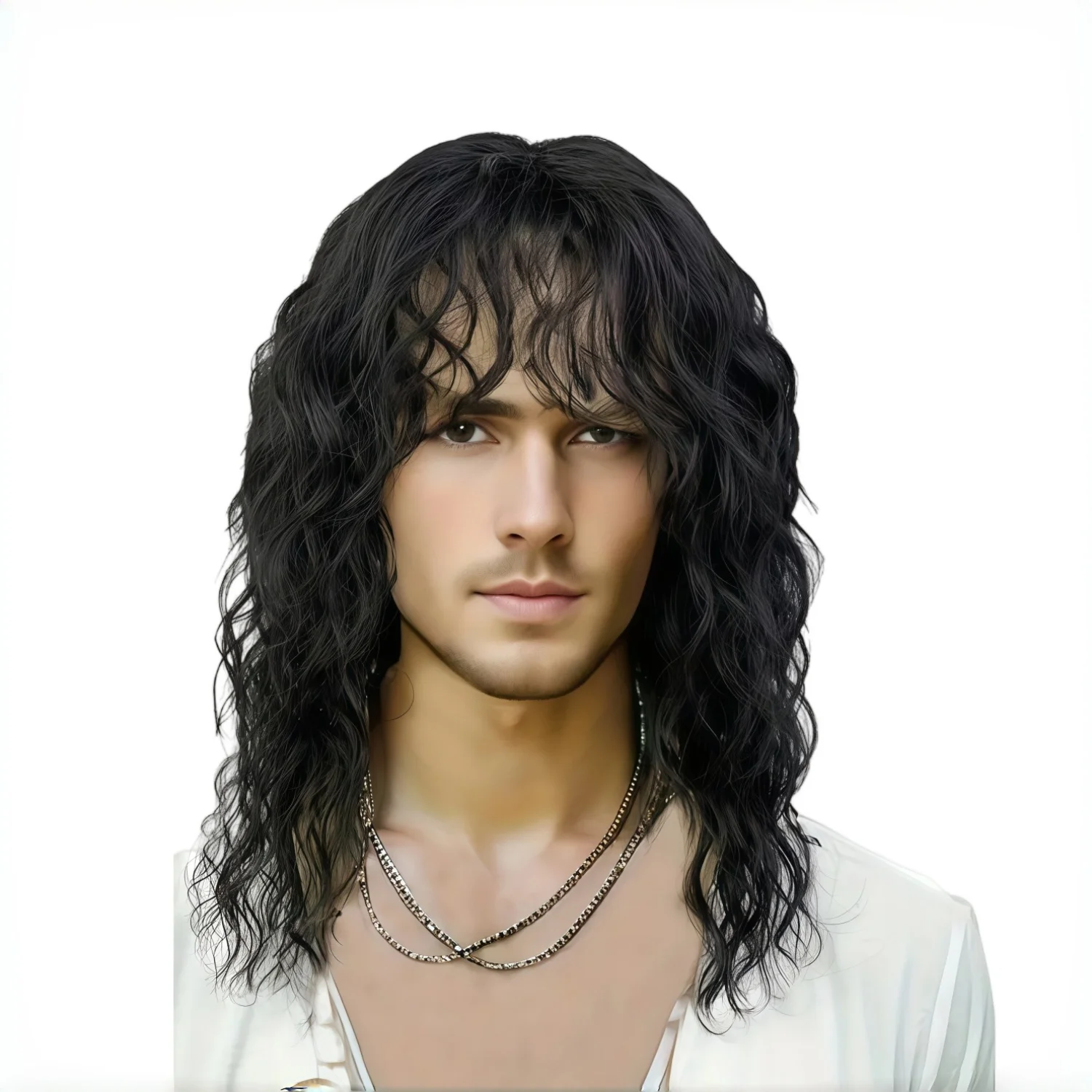 1 Piece of Men's Rock and Punk Synthetic Wig from the 70s and 80s,Featuring Heat-Resistant Long Curls Carnival,St. Patrick's Day