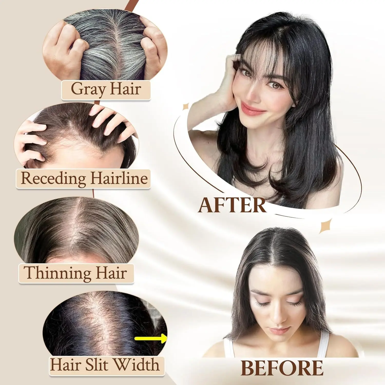Synthetic Long Straight Topper Hair Piece With Bangs Invisible Seamless Clip Overhead Toupee Replacement block Cover White Hair
