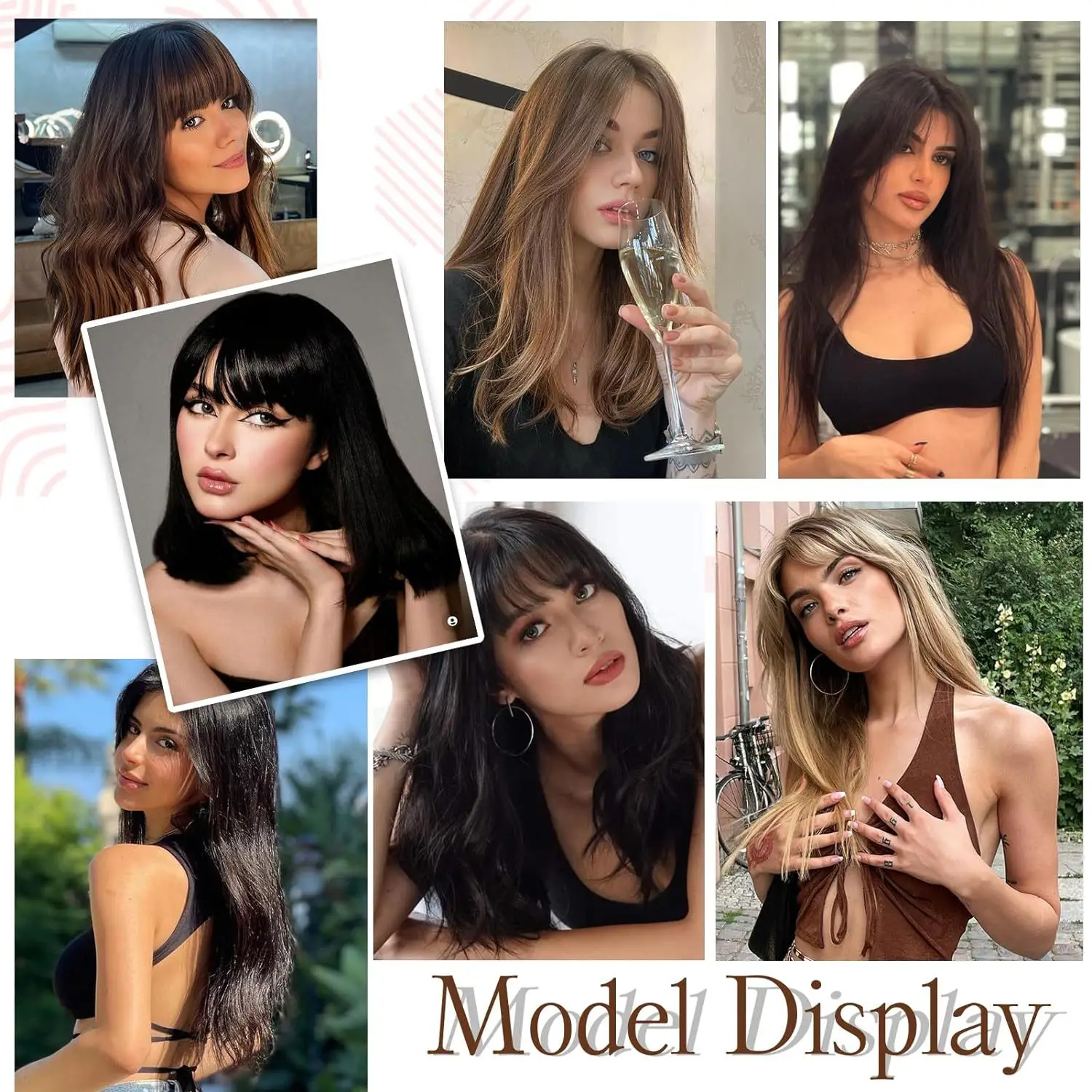 Synthetic Long Straight Topper Hair Piece With Bangs Invisible Seamless Clip Overhead Toupee Replacement block Cover White Hair