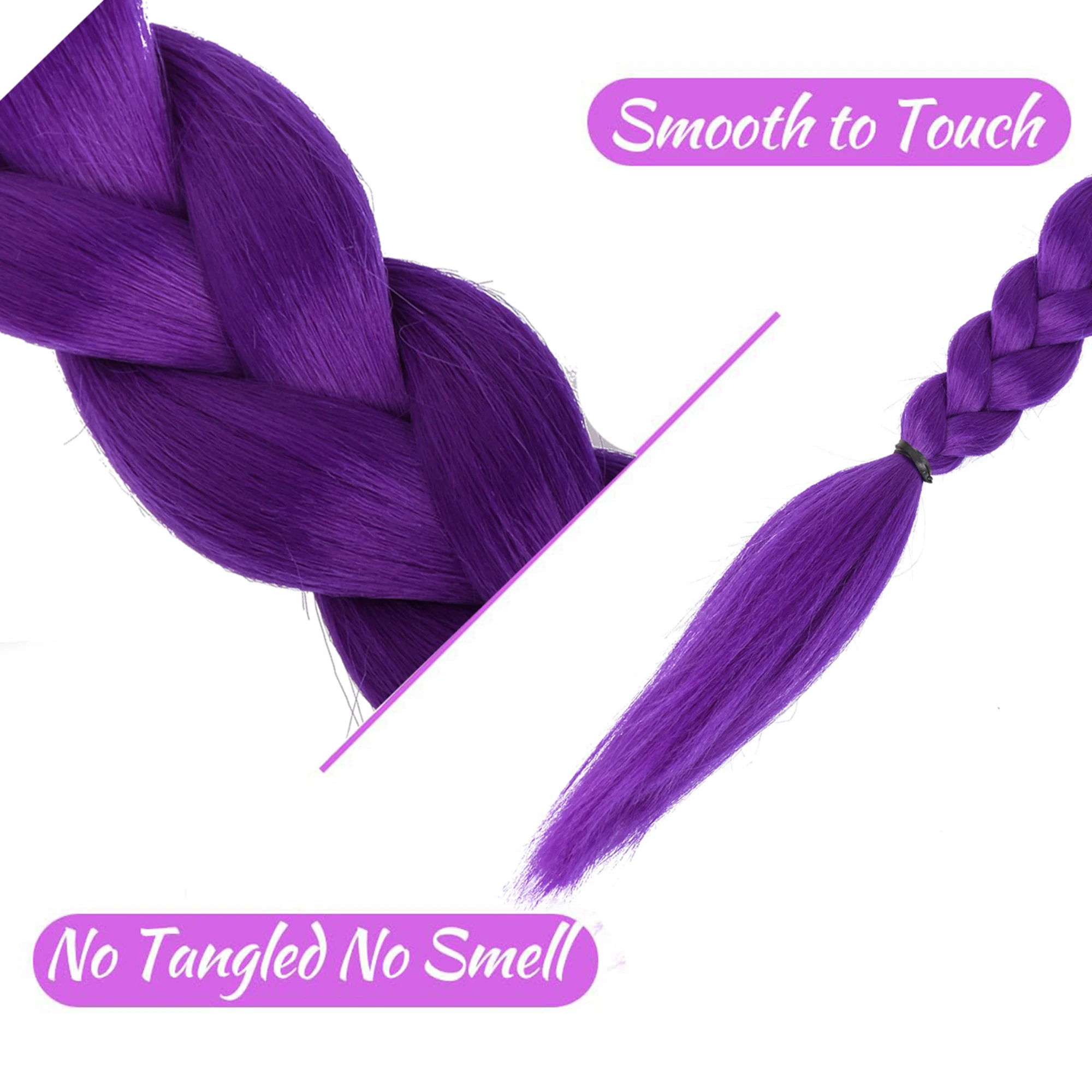 Rumi Purple Braids Cosplay Hair Extensions 26Inch Synthetic Braiding Hair Easy Clip in Ponytail for Cosplay Halloween Costume