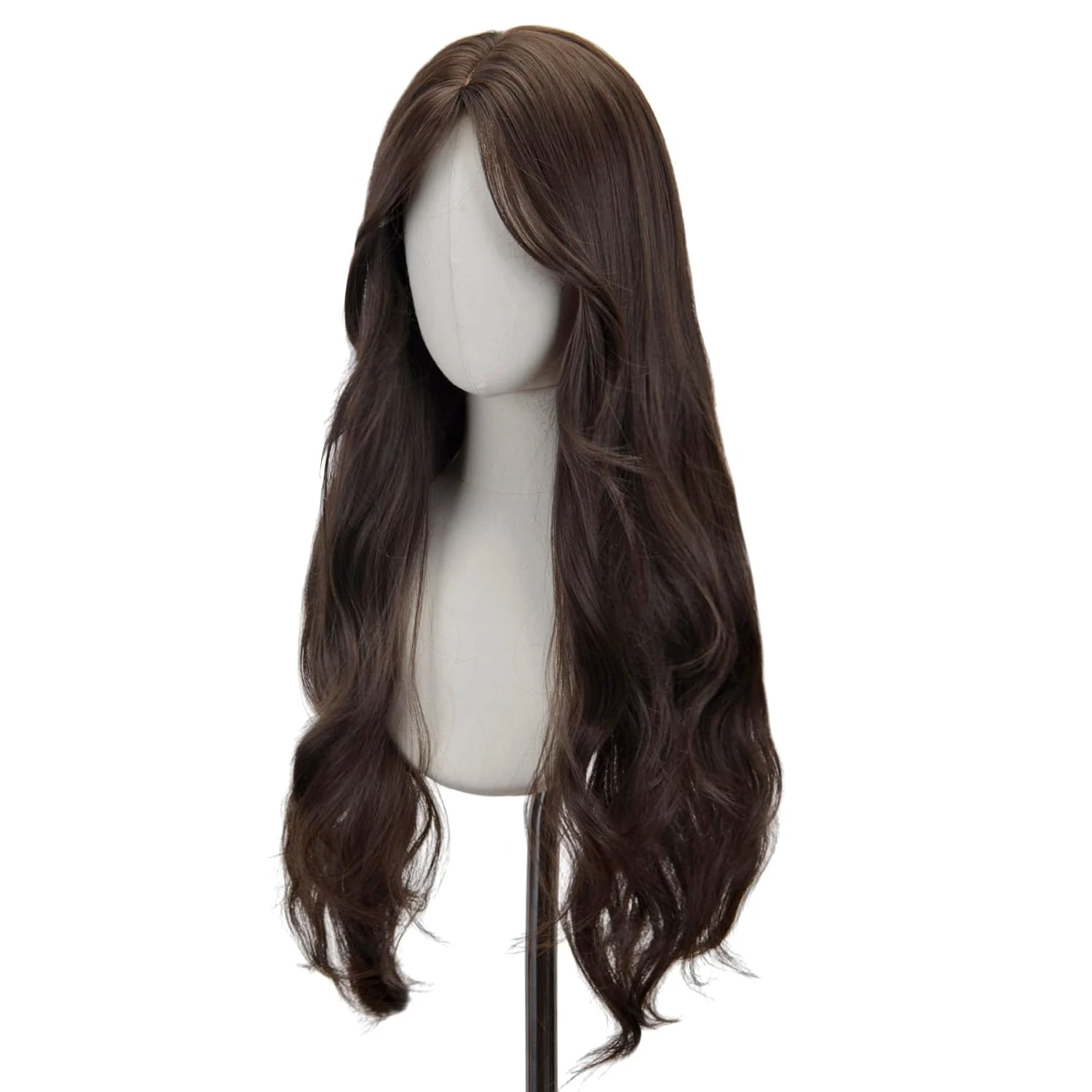 Synthetic Middle Part Wig without Bangs Dark Brown Daily Use Natural Hair Heat Resistant Long Wigs for Women