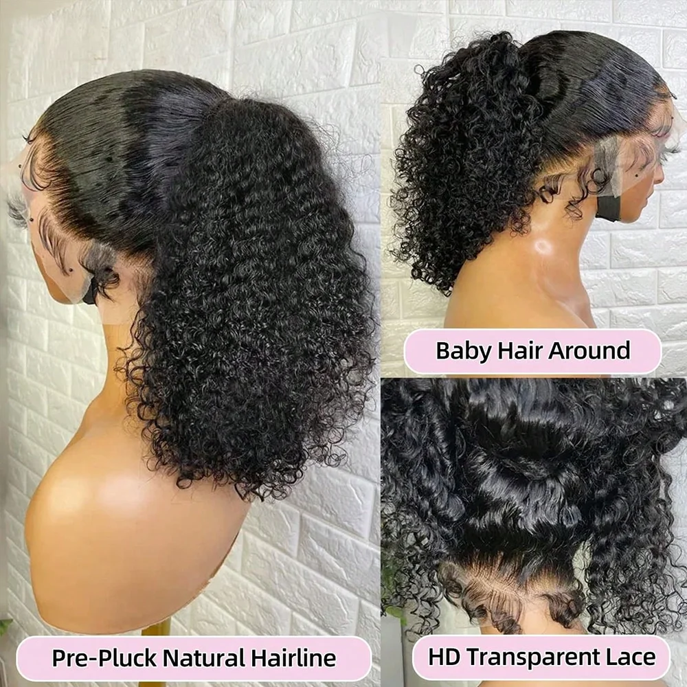 38 40 Inch 250% Density Kinky Curly 13X4 HD Lace Front Ideal Jerry Curly Wave HD Transparent 13x6 Lace Front Wig Brazilian Human Hair Natural Black Curly Wave Wig Pre Plucked With Baby Hair For Women