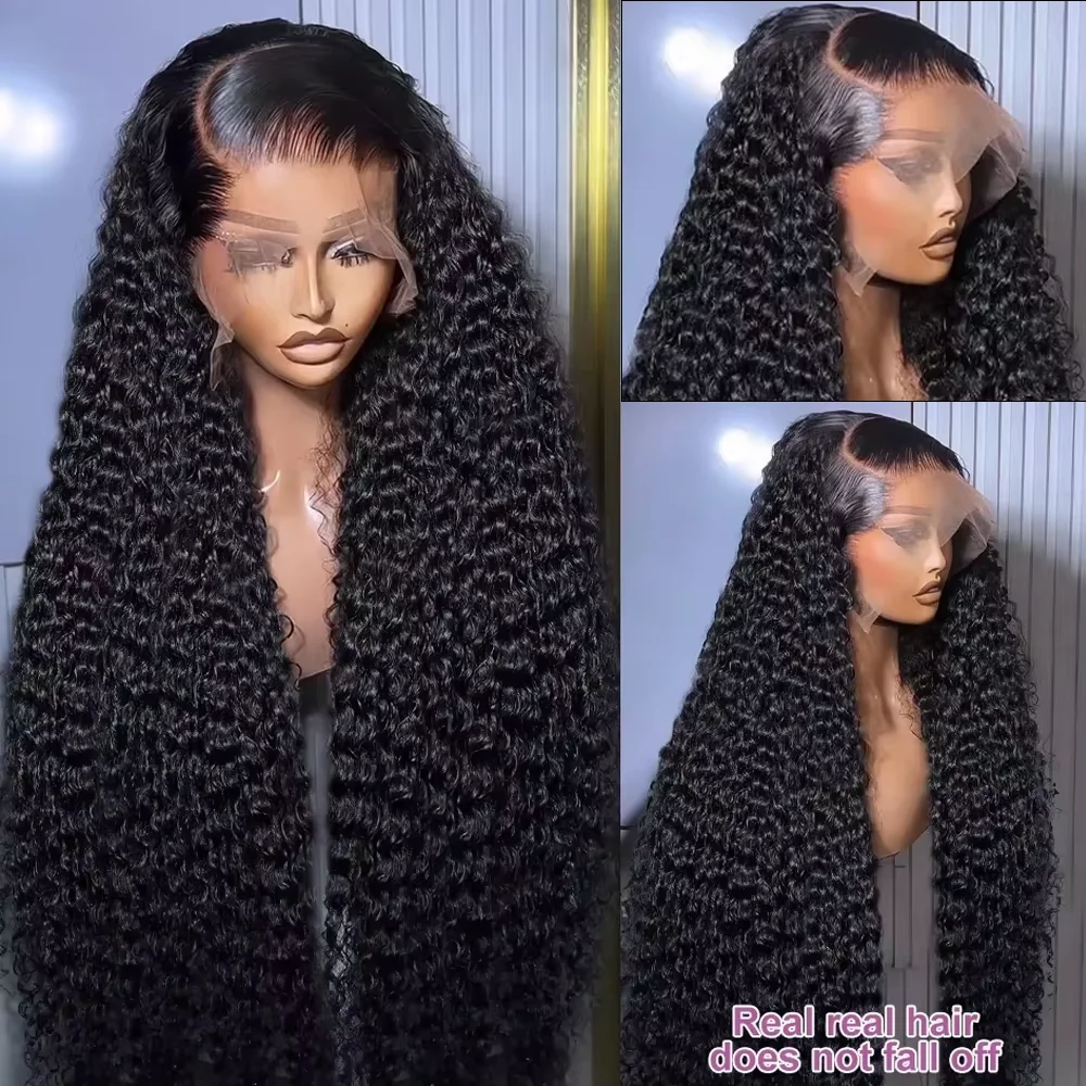 38 40 Inch 250% Density Kinky Curly 13X4 HD Lace Front Ideal Jerry Curly Wave HD Transparent 13x6 Lace Front Wig Brazilian Human Hair Natural Black Curly Wave Wig Pre Plucked With Baby Hair For Women