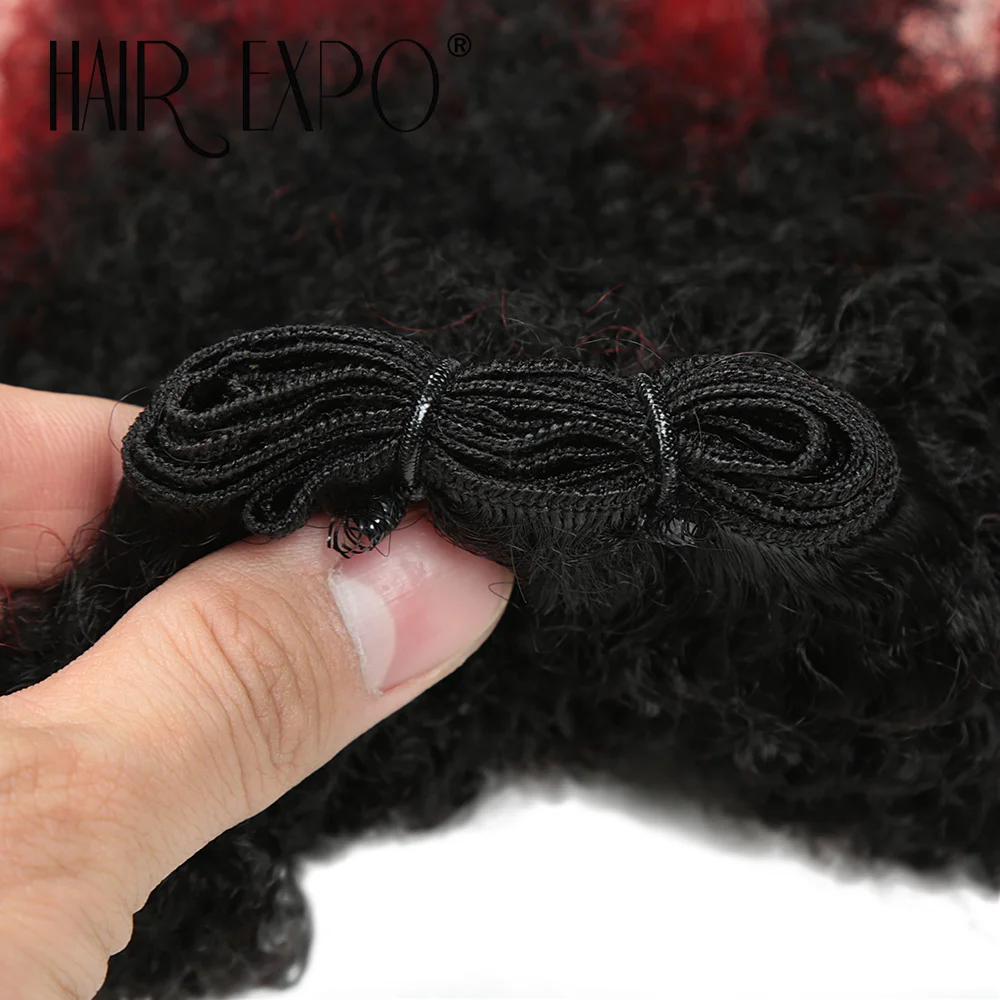 6PCS Afro Kinky Curly Hair Bundles 8' Synthetic Hair Weft Curly Weave Ombre Protein Fiber Marley Twist Braiding Hair Extensions