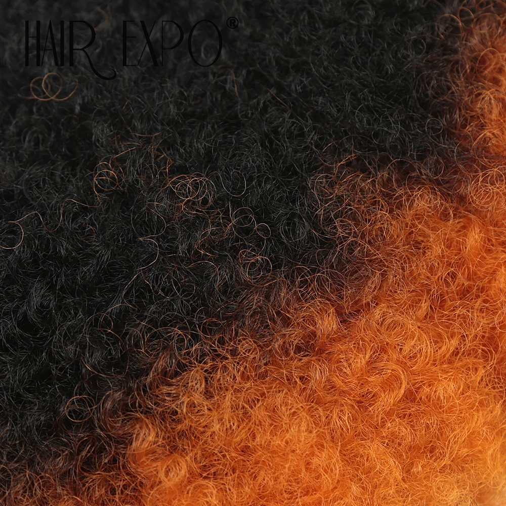 6PCS Afro Kinky Curly Hair Bundles 8' Synthetic Hair Weft Curly Weave Ombre Protein Fiber Marley Twist Braiding Hair Extensions
