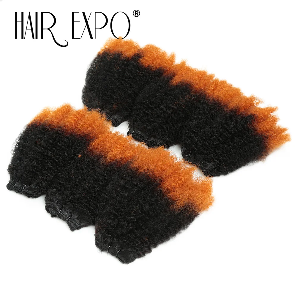 6PCS Afro Kinky Curly Hair Bundles 8' Synthetic Hair Weft Curly Weave Ombre Protein Fiber Marley Twist Braiding Hair Extensions