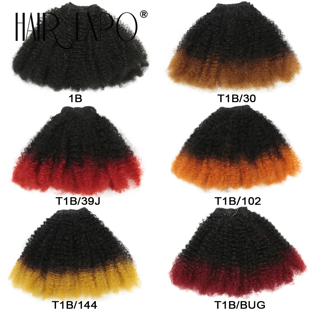 6PCS Afro Kinky Curly Hair Bundles 8' Synthetic Hair Weft Curly Weave Ombre Protein Fiber Marley Twist Braiding Hair Extensions