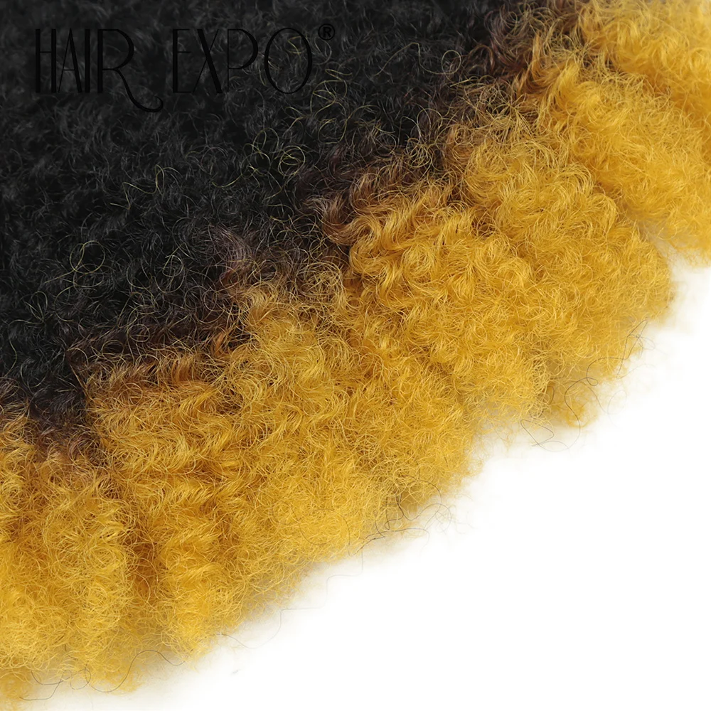 6PCS Afro Kinky Curly Hair Bundles 8' Synthetic Hair Weft Curly Weave Ombre Protein Fiber Marley Twist Braiding Hair Extensions