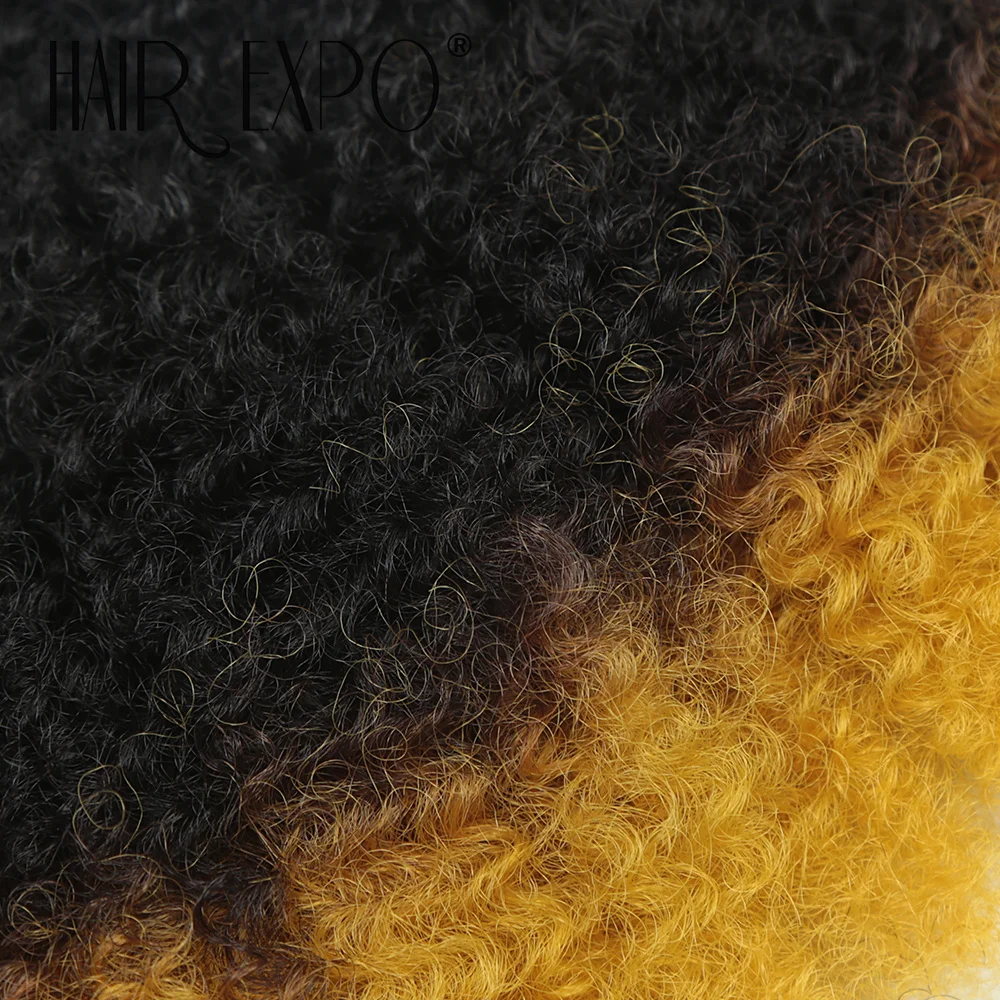 6PCS Afro Kinky Curly Hair Bundles 8' Synthetic Hair Weft Curly Weave Ombre Protein Fiber Marley Twist Braiding Hair Extensions