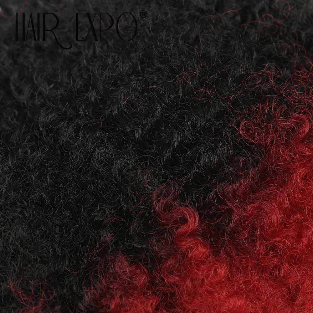 6PCS Afro Kinky Curly Hair Bundles 8' Synthetic Hair Weft Curly Weave Ombre Protein Fiber Marley Twist Braiding Hair Extensions