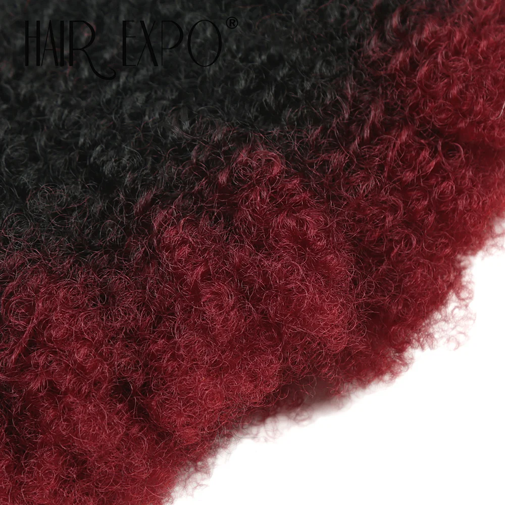 6PCS Afro Kinky Curly Hair Bundles 8' Synthetic Hair Weft Curly Weave Ombre Protein Fiber Marley Twist Braiding Hair Extensions