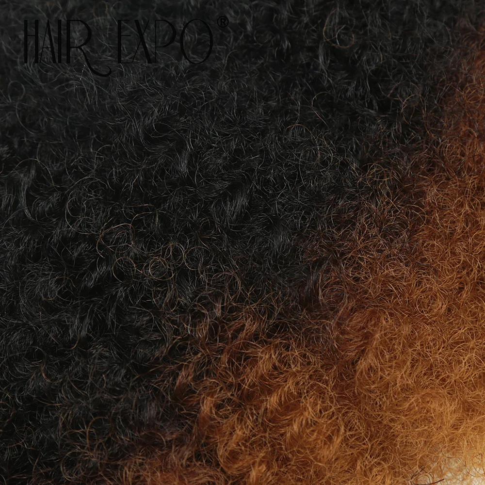 6PCS Afro Kinky Curly Hair Bundles 8' Synthetic Hair Weft Curly Weave Ombre Protein Fiber Marley Twist Braiding Hair Extensions