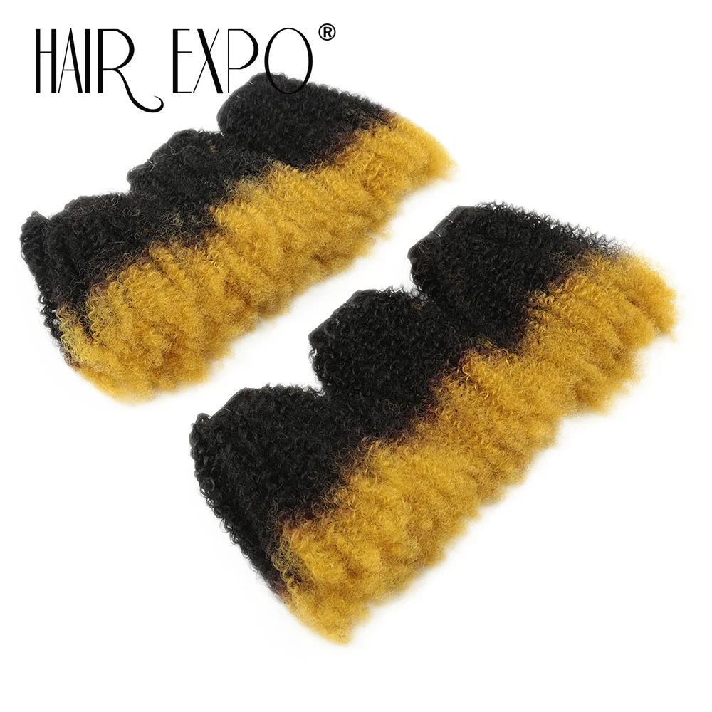6PCS Afro Kinky Curly Hair Bundles 8' Synthetic Hair Weft Curly Weave Ombre Protein Fiber Marley Twist Braiding Hair Extensions