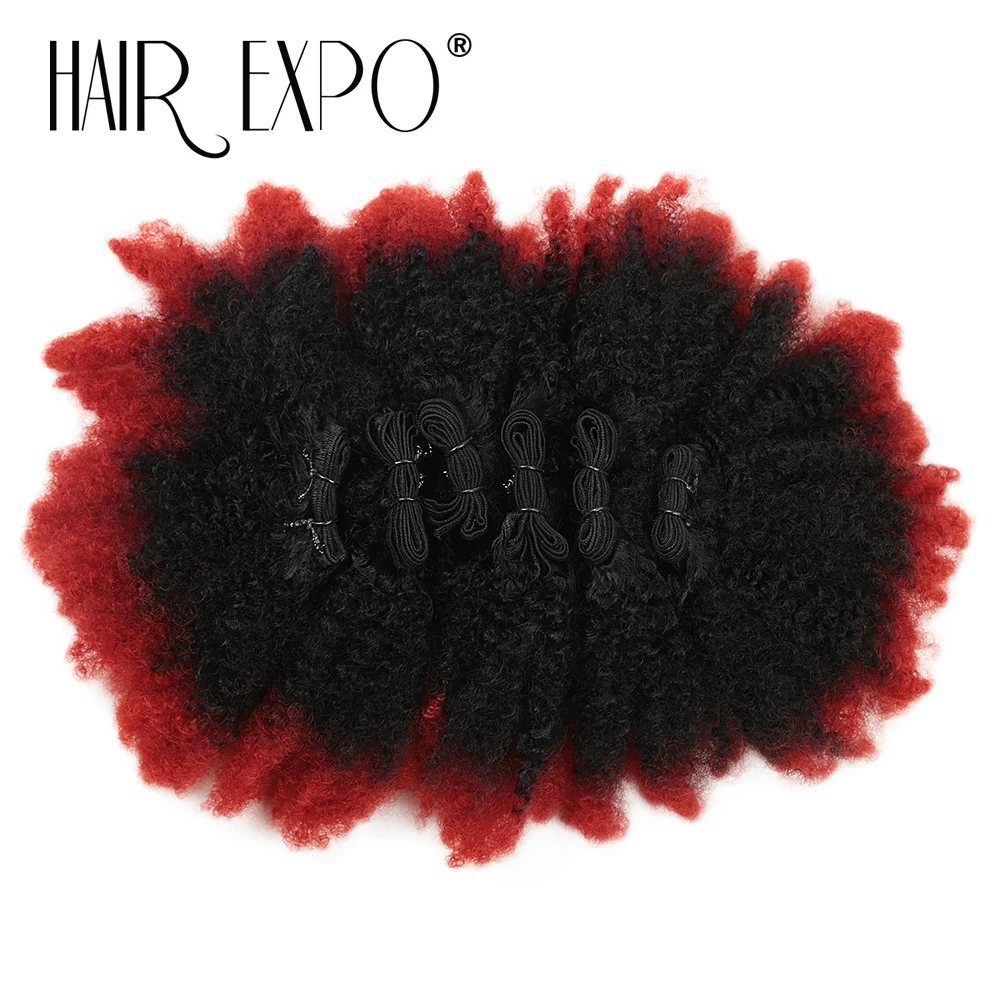 6PCS Afro Kinky Curly Hair Bundles 8' Synthetic Hair Weft Curly Weave Ombre Protein Fiber Marley Twist Braiding Hair Extensions