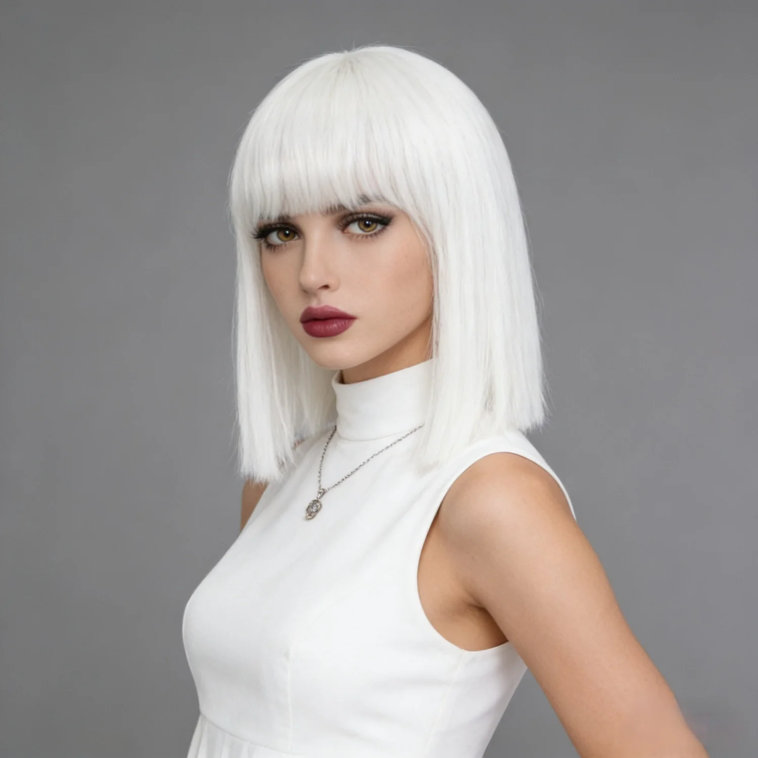 Straight Synthetic Hair Bob Wigs For Women Cosplay White Wig Purple Short Black Wig With Bangs Party Female Layered Wigs