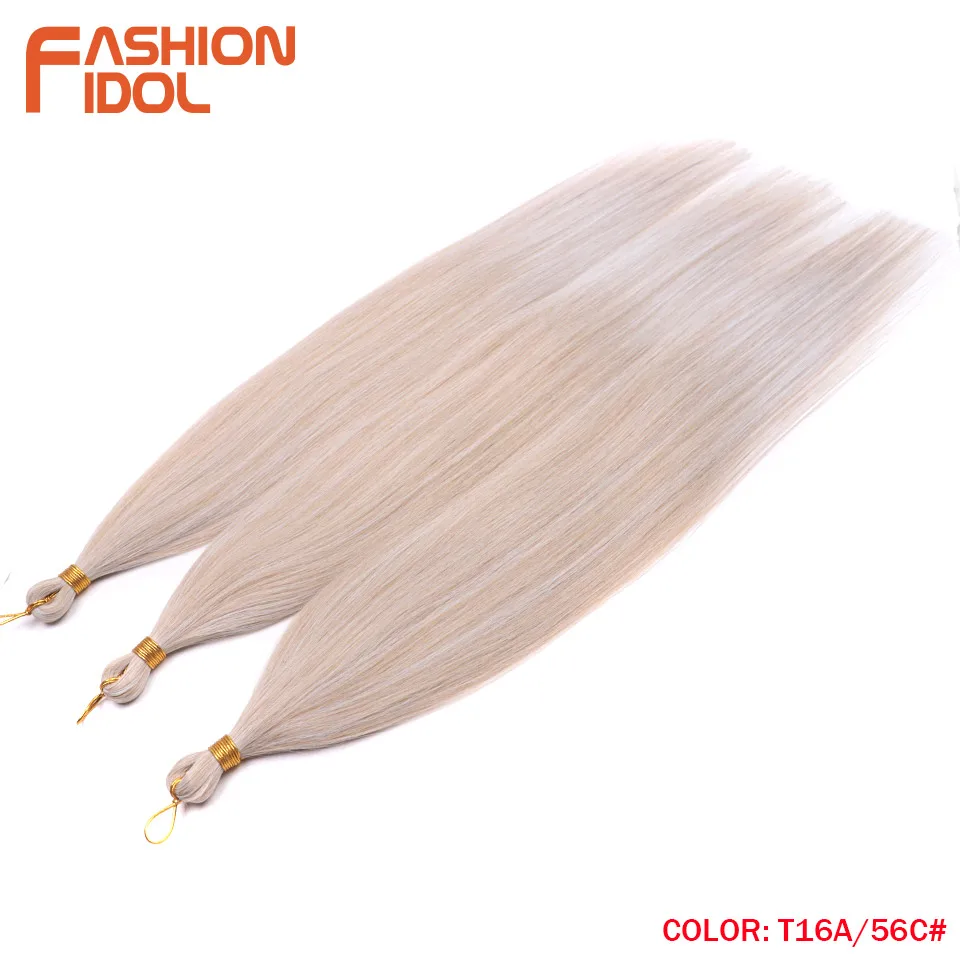 28" 3PCS Ariel Straight Pony Hair Bundles Crochet Braids Hair Synthetic Braiding Hair Ombre Silver Grey Crochet Hair Extensions